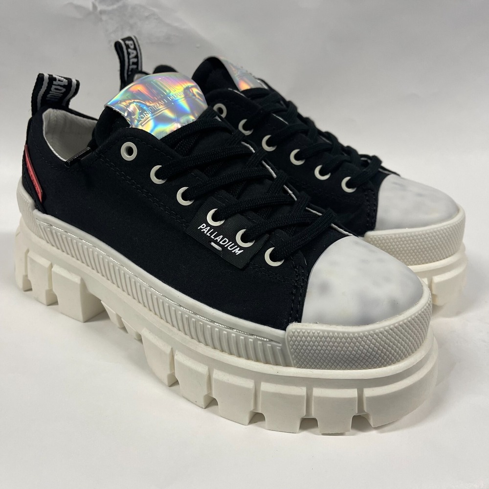 Palladium Revolt Womens 6 Black Marshmallow Chunky Sole 97 Lo TX